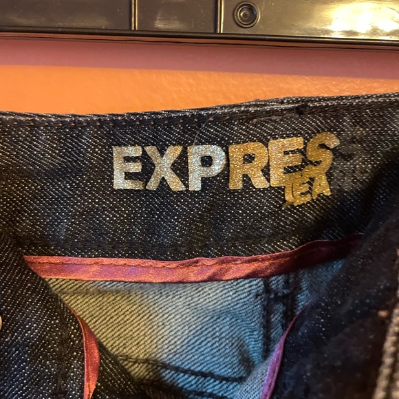 Express Ladies Denim Black Jeans Bling Sequin Pockets - Picture 4 of 16